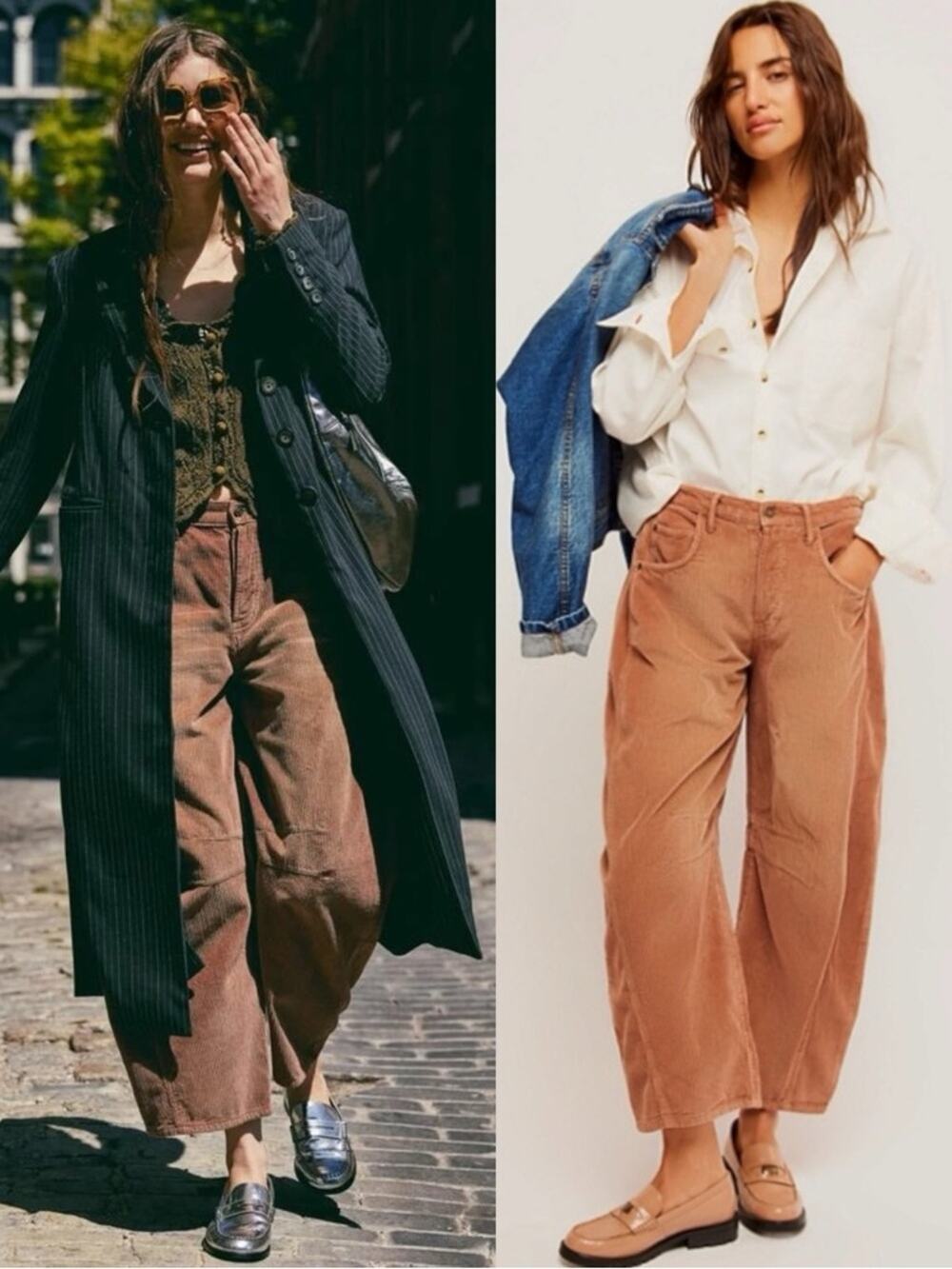 Free People Good Luck Cord Barrel Jeans Tan Brown Neutral Size 31 Corduroy